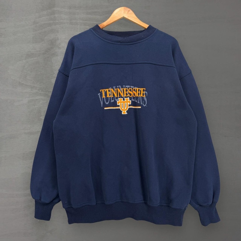 Vintage Tennessee Volunteers Sweatshirt Vols Navy Blue Crewneck Embroidered XL